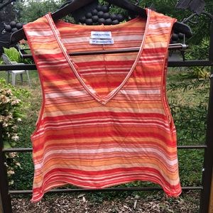 Urban Outfitters orange striped distressed cropped tank size S.